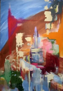 Series Reverie- Canyon Hues, acrylic, interference paint i he canvas, 40 x 60 in 